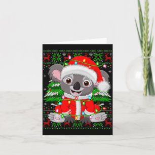Koala Christmas Lights Santa Costume Ugly Xmas Swe Card