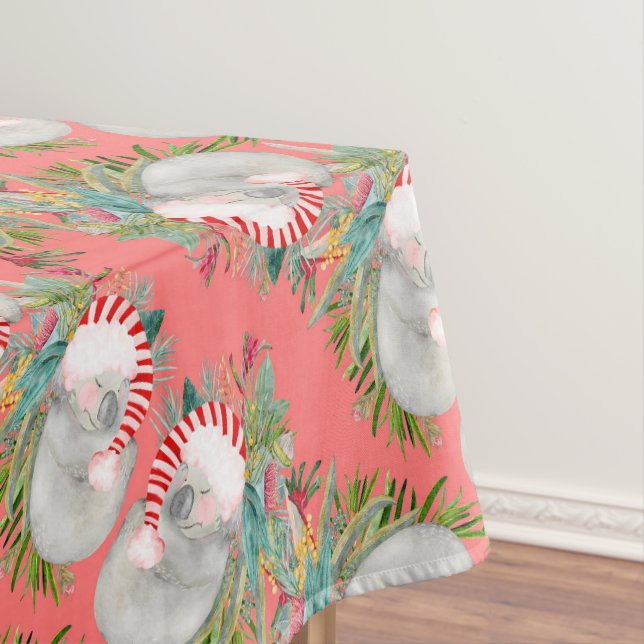 Koala Christmas Pink Tablecloth (In Situ)