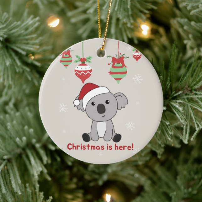 Koala Christmas Snow Winter Animals Koalas Ceramic Ceramic Ornament (Tree)