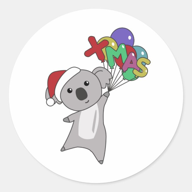 Koala Christmas Snow Winter Animals Koalas Classic Round Sticker (Front)