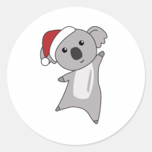 Koala Christmas Snow Winter Animals Koalas Classic Round Sticker