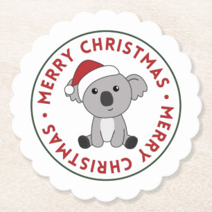 Koala Christmas Snow Winter Animals Koalas Paper C Coaster