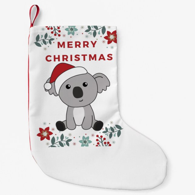 Koala Christmas Snow Winter Animals Koalas Small Christmas Stocking (Front)
