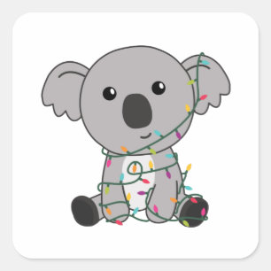 Koala Christmas Snow Winter Animals Koalas Square Sticker