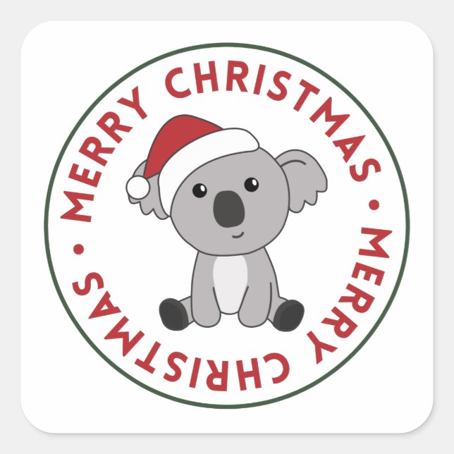 Koala Christmas Snow Winter Animals Koalas Square  Sticker (Front)