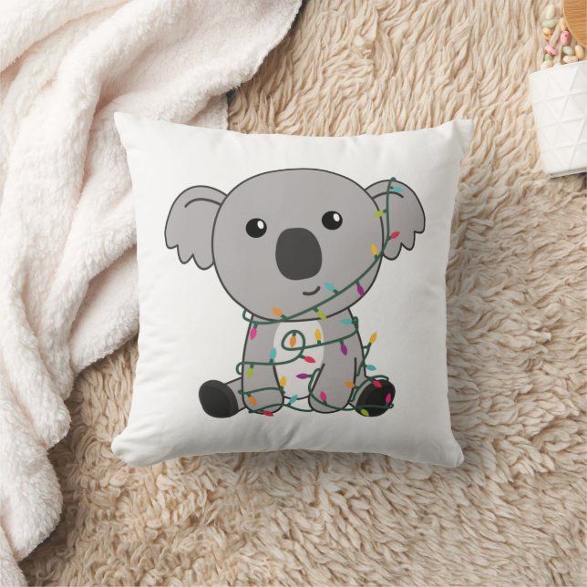 Koala Christmas Snow Winter Animals Koalas Throw Pillow (Blanket)