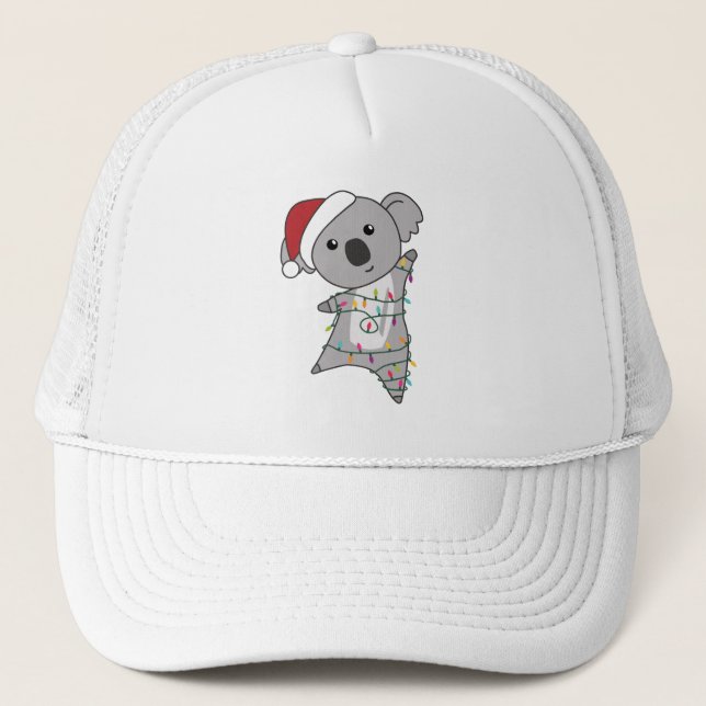 Koala Christmas Snow Winter Animals Koalas Trucker Hat (Front)