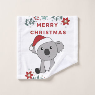 Koala Christmas Snow Winter Animals Koalas Wash Cloth