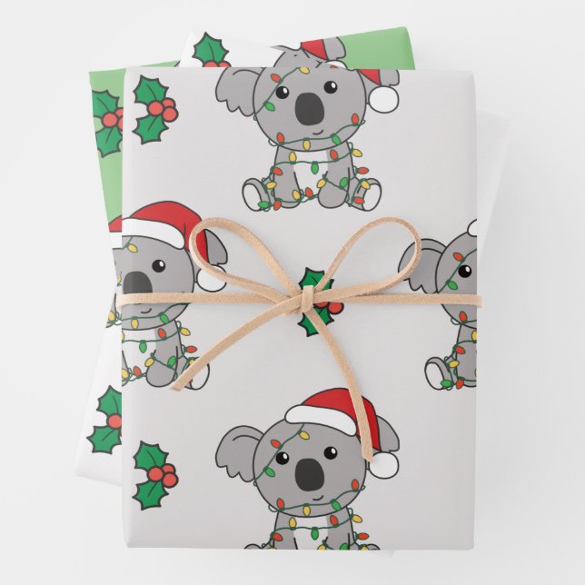 Koala Christmas Winter Animals Holiday Koalas Wrapping Paper Sheet (In situ)