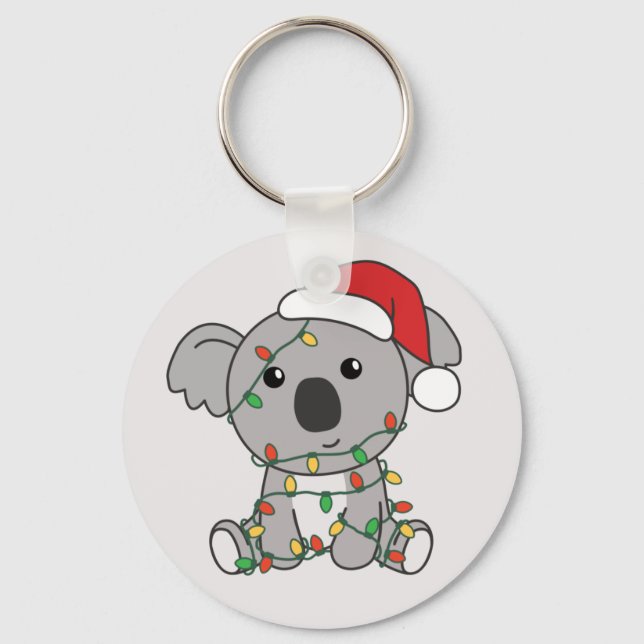 Koala Christmas Winter Animals Koalas Keychain (Front)