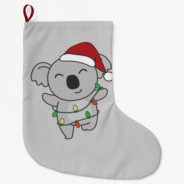 Koala Christmas Winter Animals Koalas Large Christ Stocking (Front)