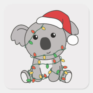Koala Christmas Winter Animals Koalas Square Stick Square Sticker