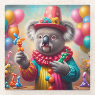 Koala Clown Glass Coaster