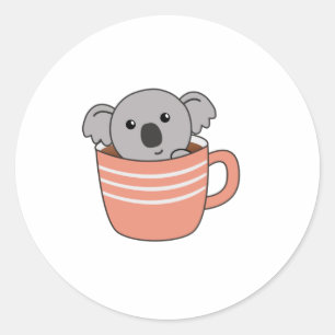 Koala Coffee Coffee Cup Cute Animals Koalas Classic Round Sticker