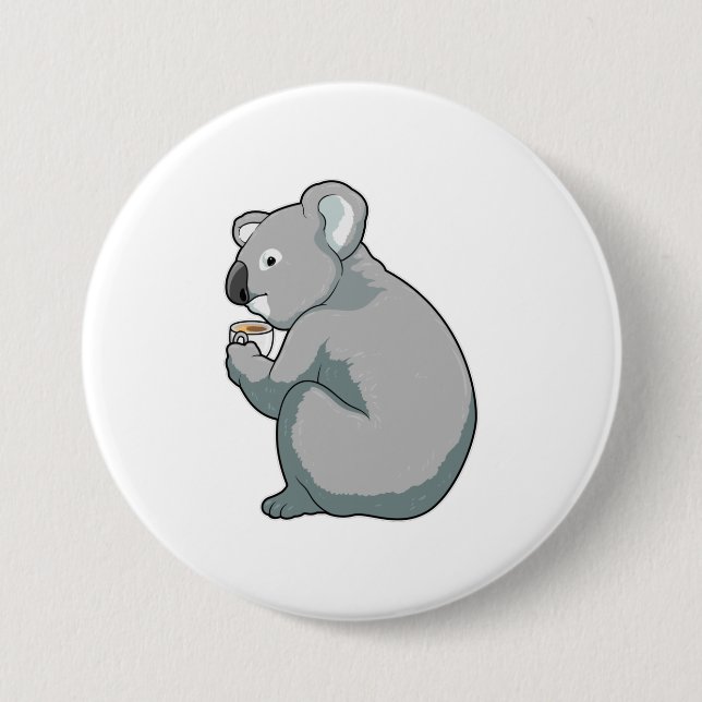 Koala Coffee Cup 3 Inch Round Button (Front)