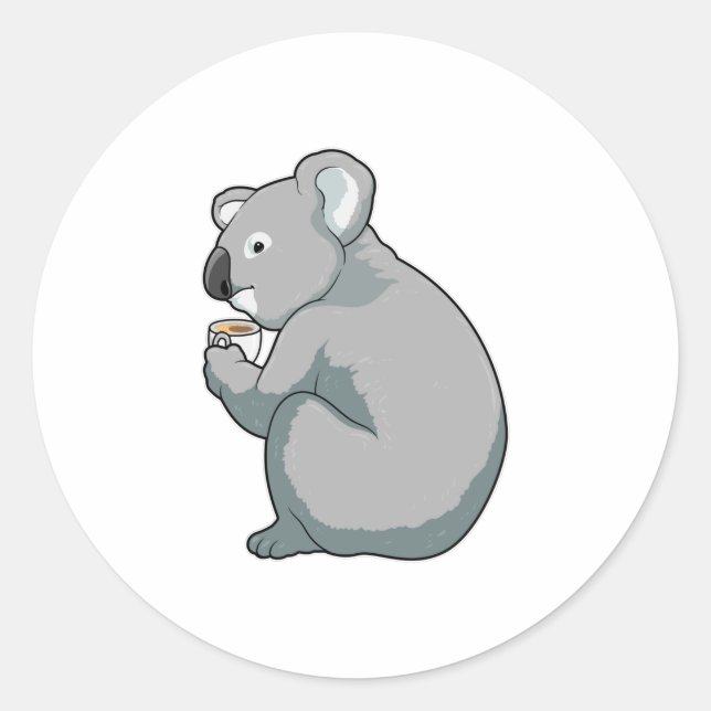 Koala Coffee Cup Classic Round Sticker (Front)