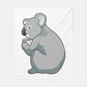 Koala Coffee Cup Fleece Blanket