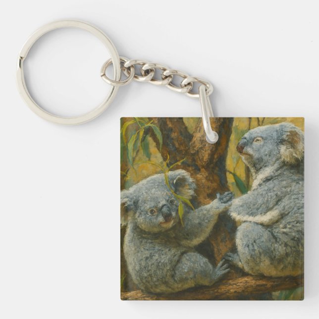 Koala Companions – Realistic Wildlife Pair Keychain (Front)