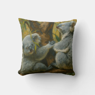 Koala Companions – Realistic Wildlife Pair Throw Pillow