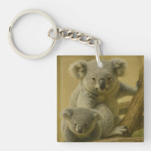 Koala Companions – Tender Wildlife Art Print Keychain