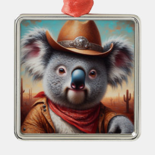 Koala Cowboy Metal Ornament
