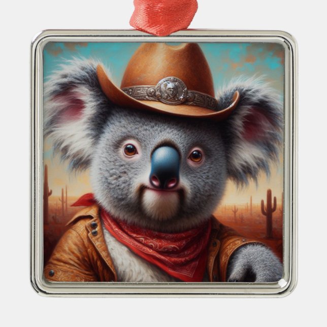 Koala Cowboy Metal Ornament (Front)