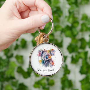 Koala Cuddles in Color, custom Keychain