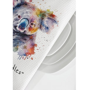 Koala Cuddles in Color, custom Kitchen Towel