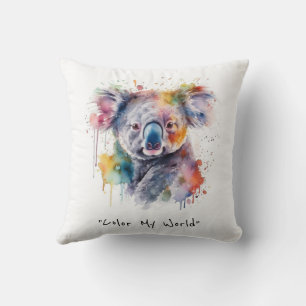 Koala Cuddles in Colour, custom Throw Pillow