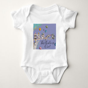 Koala Cute First Birthday Pastel Purple Watercolor Baby Bodysuit