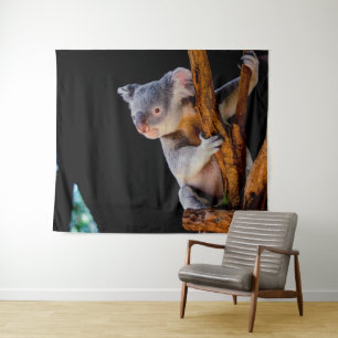 Koala Cute in Tree Grey Tapestry