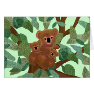 Koala dans la carte d'eucalyptus