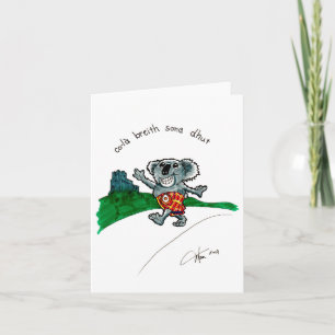 Koala dans une carte d'anniversaire Kilt