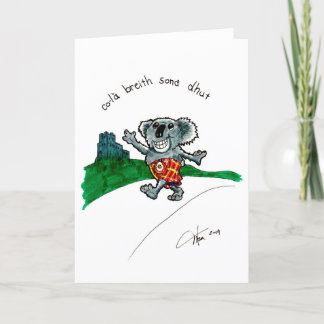 Koala dans une carte d'anniversaire Kilt