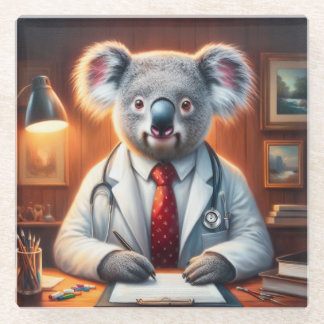 Koala Doctor Glass Coaster