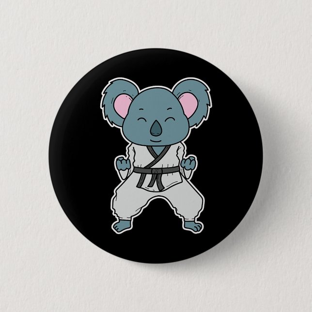 Koala Does Karate  2 Inch Round Button (Front)