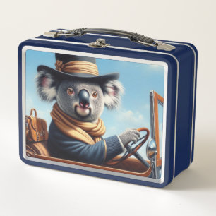 Koala Driving Metal Lunch Box