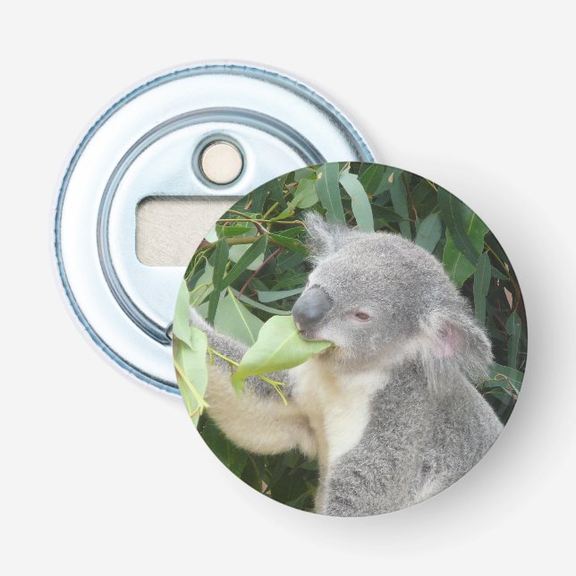 Koala Eating Gum Leaf Bottle Opener (Front)