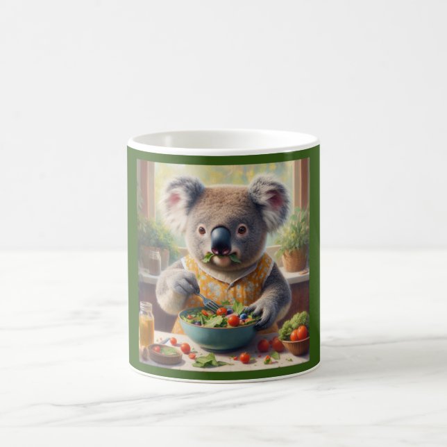 Koala Eating Salad Coffee Mug (Center)