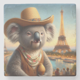 Koala Eiffel Tower Stone Coaster