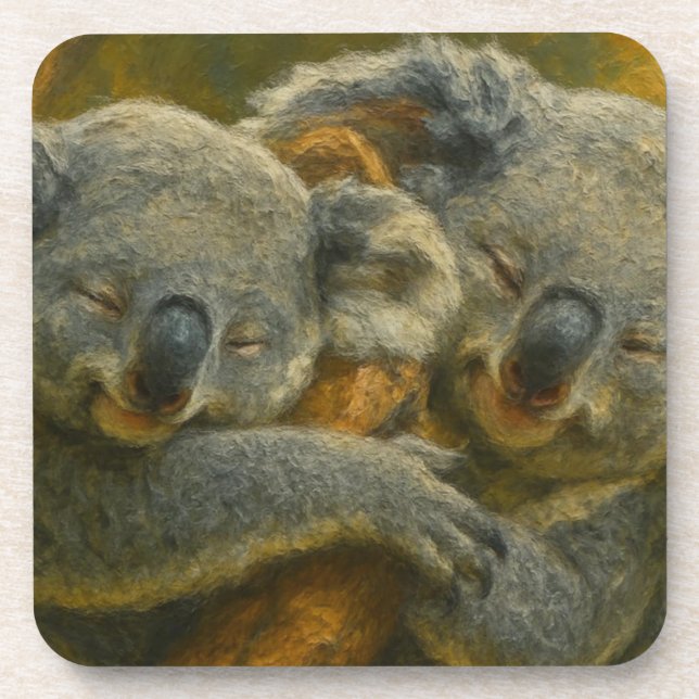 Koala Embrace – Tender Wildlife Moment Coaster (Front)