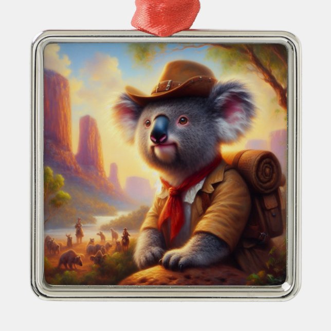 Koala Explorer Metal Ornament (Front)
