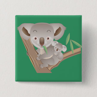 Koala Family 2 Inch Square Button