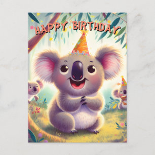 Koala Family Happy Birthday Celebration Holiday Postcard