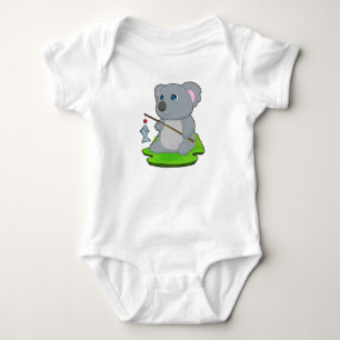 Koala Fisher Fish Fishing Baby Bodysuit