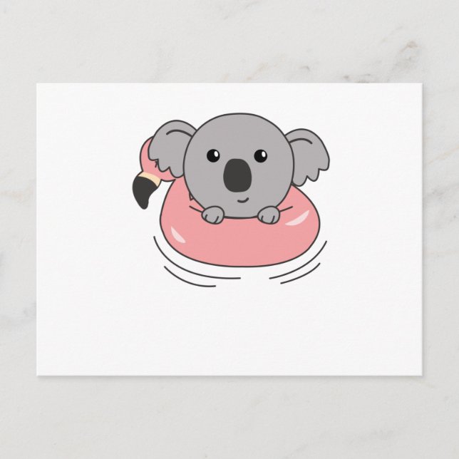 Koala Flamingo Swim Rings Summer Animals Postcard (Front)