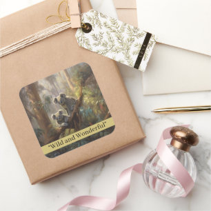Koala Forest Dreams, custom Square Sticker