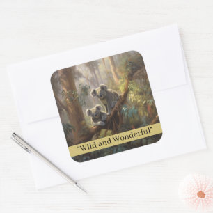 Koala Forest Dreams, custom Square Sticker