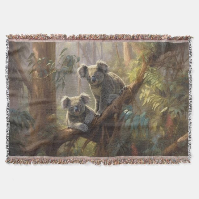 Koala Forest Dreams Throw Blanket (Front)