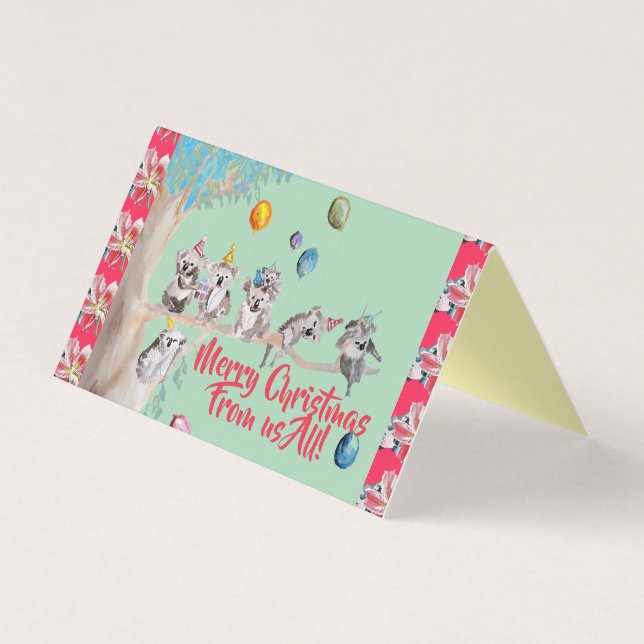 Koala Funny Joyeux Noël de nous tous Carte set (Front)